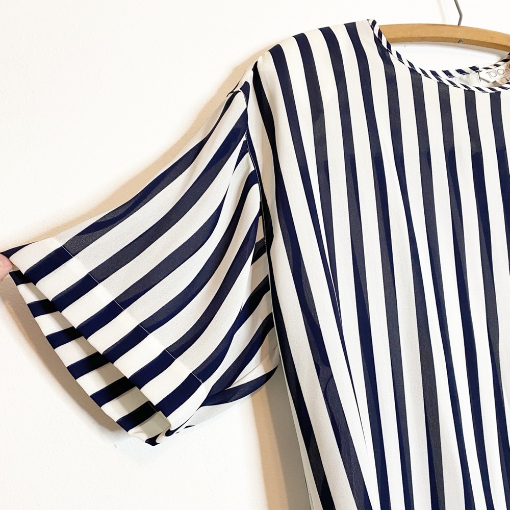 SALE 5/$25 Vintage ToTo n Ko Sheer Striped Nautical Blouse Large - Picture 3 of 5